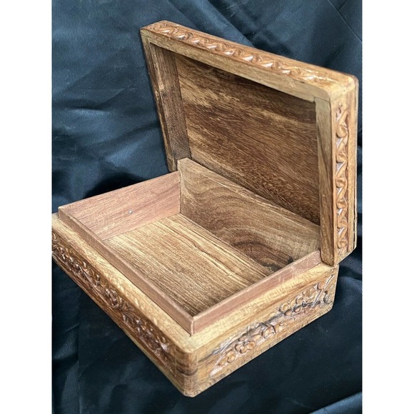 Hand Carved Wooden Box Taj Mahal Inlay Made In India By Archana Handicrafts 7" - Picture 10 of 11